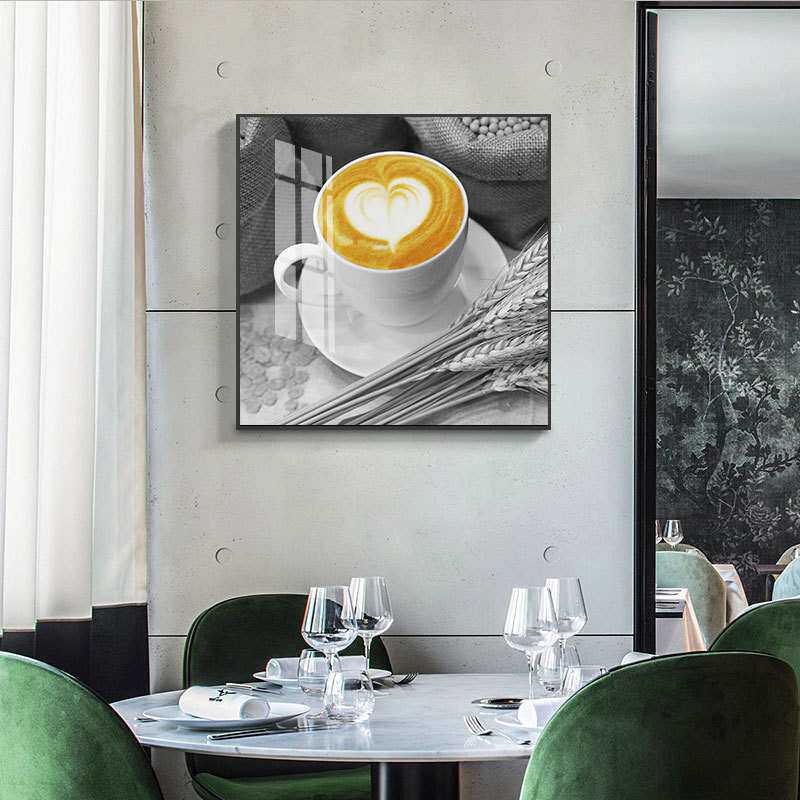 北欧饭厅装饰画黑白个性创意餐厅墙上的壁画正方形咖啡厅酒吧挂画