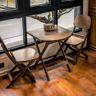 中古实木折叠桌椅家用商用户外阳台客厅咖啡桌茶几可折叠便携