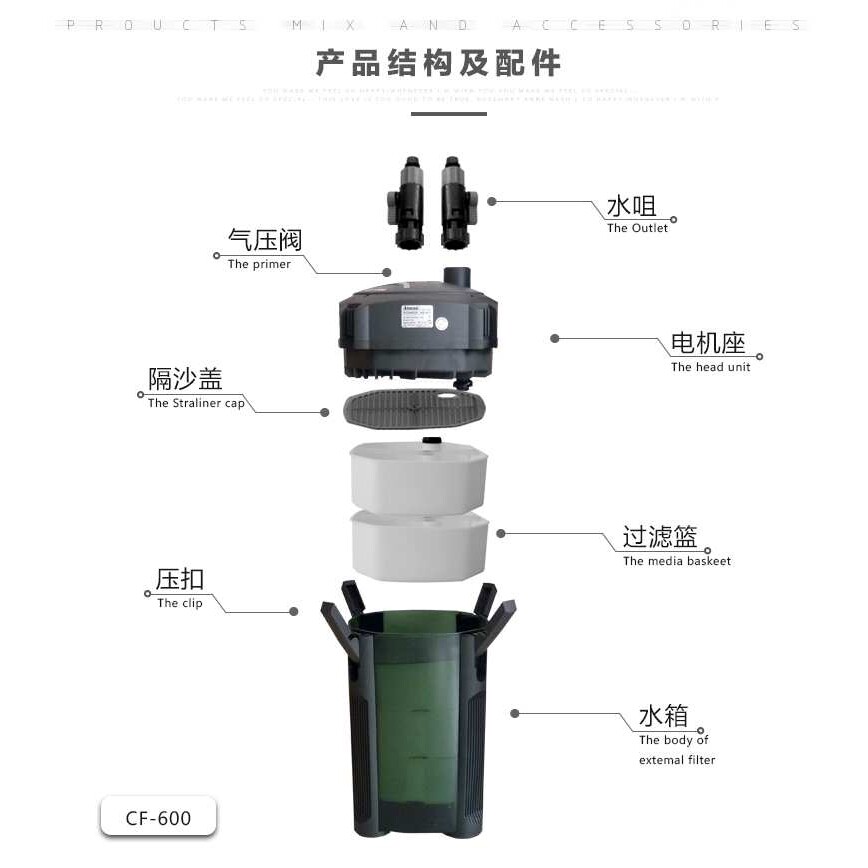 缸外置过滤桶CF1200水族箱鱼缸过滤器设备缸CF800前置静音