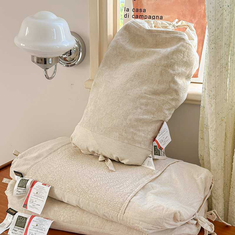 复古亚麻荞麦枕高度可调节护颈椎枕头学生成人专用硬枕芯代发