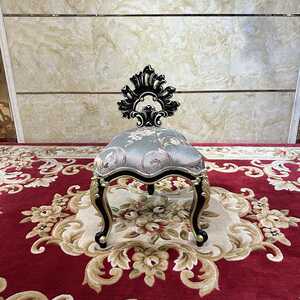 锐森贵族 法式实木布艺刺绣梳妆凳 欧式卧室化妆凳化妆台家用迷你