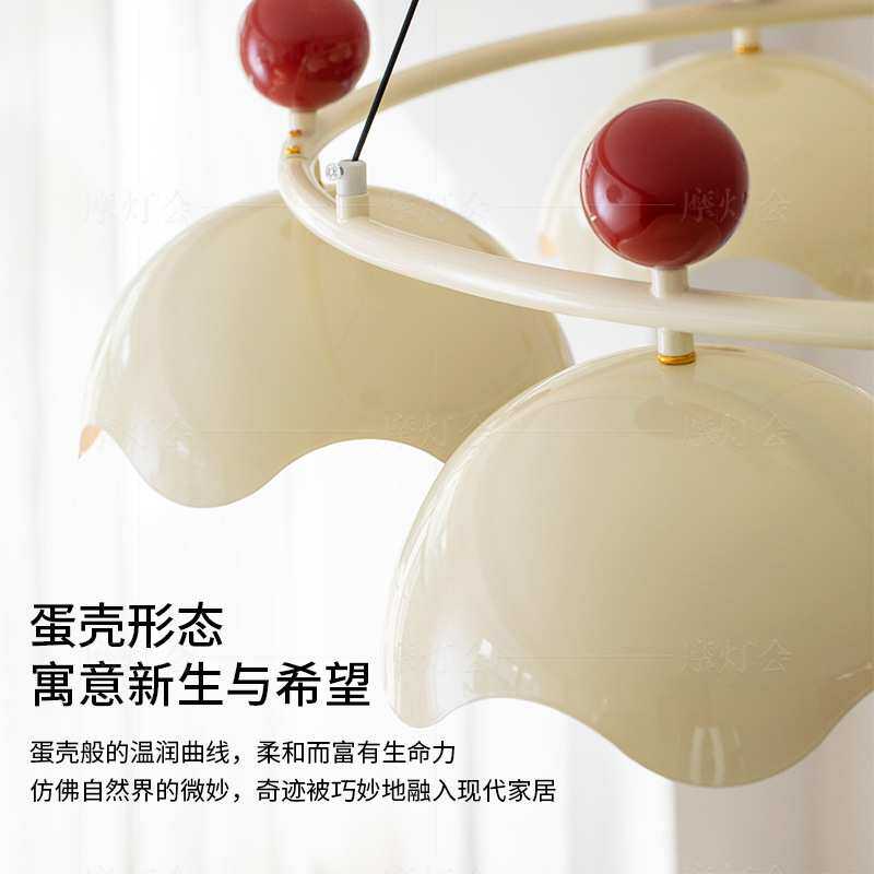 现代简约客厅吊灯大厅主灯法式奶油风2025新款网红蛋壳房间餐厅灯