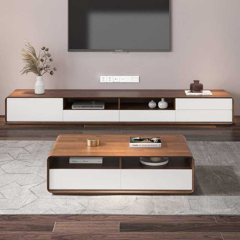 茶几电视柜实木组合2023新款高档轻奢客厅意式电视柜简约现代套装