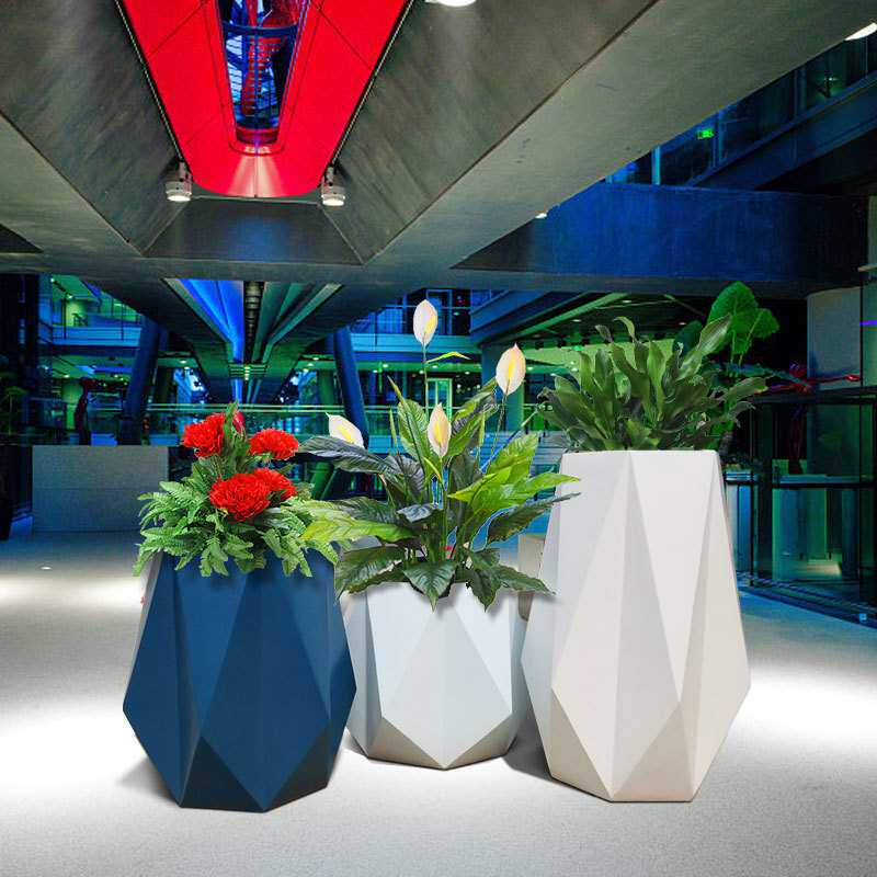 玻璃钢花箱商场美陈圆形花瓶售楼部酒店别墅户外装饰花器花槽花盆