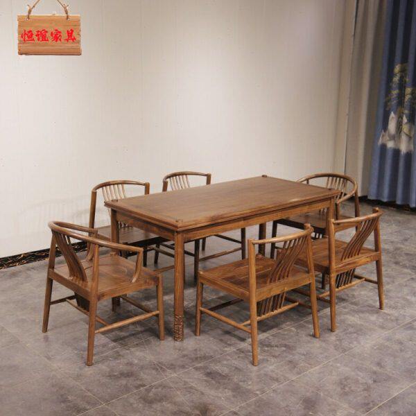 餐桌北美黑胡桃木茶桌椅原木茶台新中式源头工厂实木家具接受定制