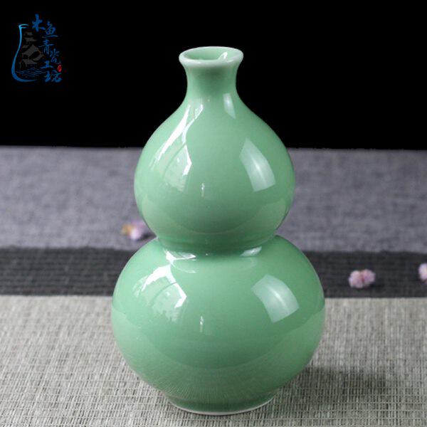 陶瓷中国风仿古葫芦瓷瓶花瓶客厅博古架水培花插办公室装饰摆件
