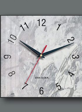 2024餐厅时钟挂墙现代简约钟表挂钟创意灰色方形新款时尚客厅轻奢