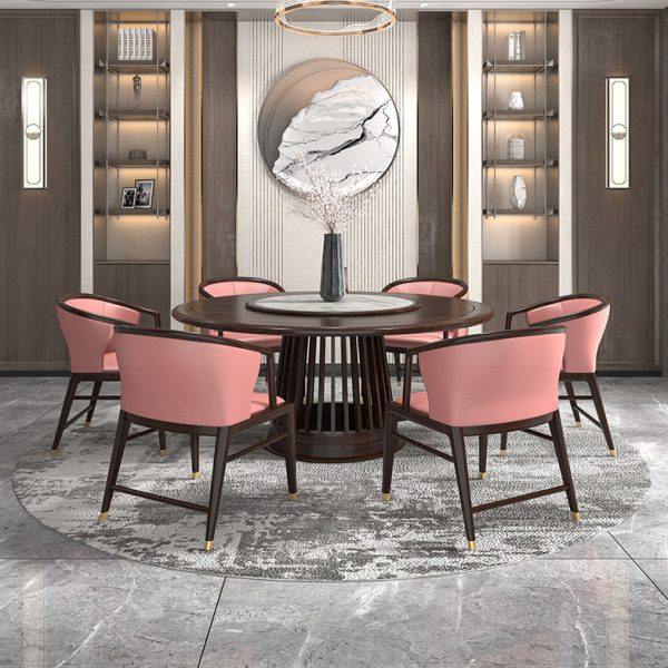 新中式实木餐桌椅组合带转盘圆形餐厅家用饭桌现代中式酒店大圆桌,住宅家具,大理石餐桌,淘宝优惠券,粉丝福利购,淘宝优惠卷