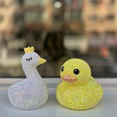 摆件led灯创意钻天鹅小礼物变色小夜灯圣诞节发光贴鸭子水晶七彩