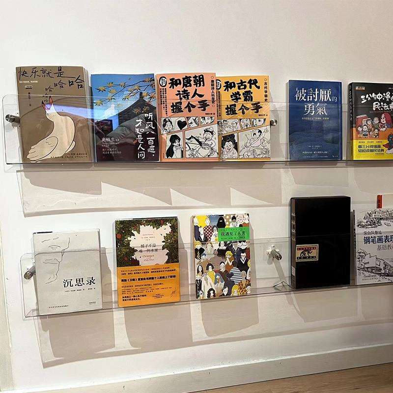 亚克力壁挂式透明书架绘本架儿童杂志架墙面装饰免打孔收纳展