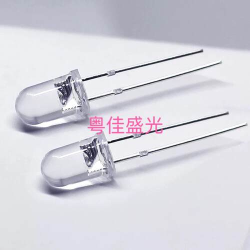 F5圆头透明白发黄 黄色LED灯珠指示灯反极性超高亮直插发光二极管