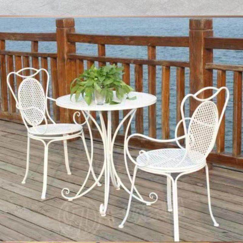 阳台铁艺桌椅套件咖啡厅桌椅休闲桌椅庭院家具桌椅彩色桌椅三件套