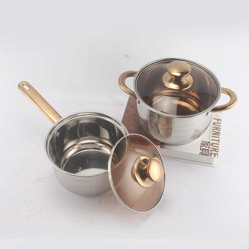 欧式不锈钢锅具12件套带水壶套锅无磁锅12PCS with kettle set
