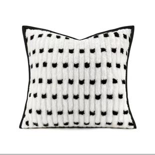 样板房客厅抱枕轻奢简约现代软装 沙发靠垫方枕样板间酒店黑白抱枕