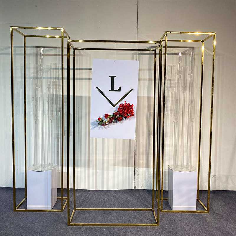 现货婚庆场地布景不锈钢花架 落地式婚庆道具舞台装饰架
