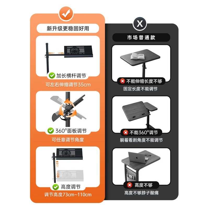 易游床上电脑桌笔记本平躺懒人支架躺着玩铝合金可移动升降阅读架