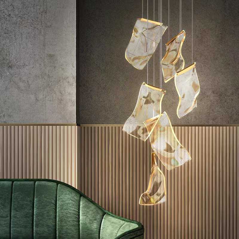斜顶楼梯吊灯现代简约客厅创意大气复式楼别墅楼梯轻奢北欧装饰灯