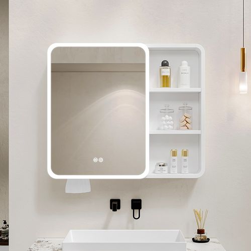 圆角太空铝智能浴室镜柜储物柜卫生间挂墙式带美S妆收纳架梳妆镜