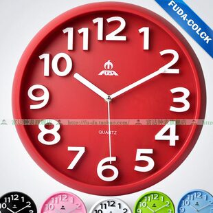 现代创意客厅时钟字凸   立体卧室挂钟装饰钟表静音富达 简约时尚