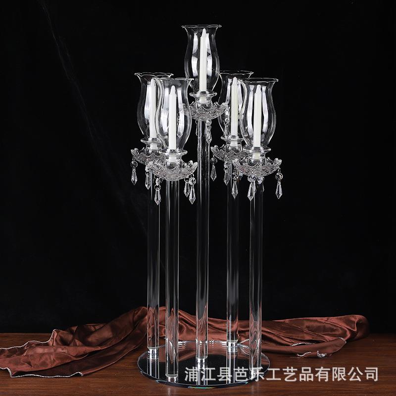 水晶烛台酒店摆件多头玻璃蜡烛台手工蜡烛杯单头婚庆路引厂家直销