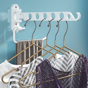 折叠晾衣架壁挂式卫生间阳台窗户免打孔置物架室内隐形伸缩晾晒杆