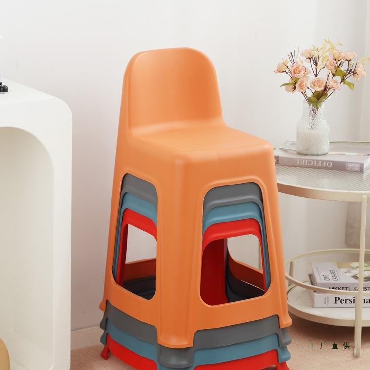 塑料凳子加厚家用靠背椅子现代简约80厘米成人儿童餐凳舒服高板凳