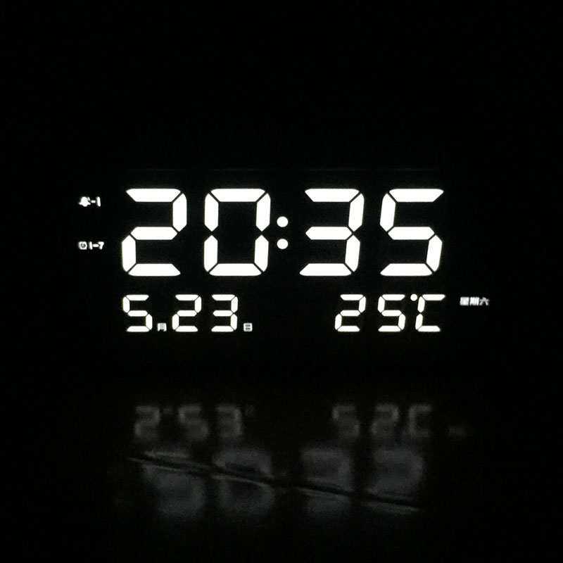 简约大数字电子时钟客厅电视柜台钟夜光静音LED闹钟表万年历温度