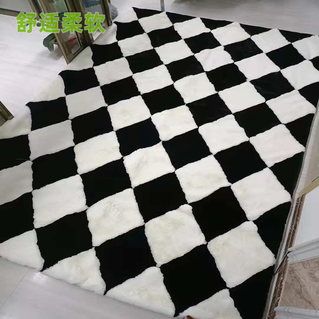 仿兔毛菱形地毯 家居客厅地垫卧室床边满铺现代北欧地毯 厂家供应