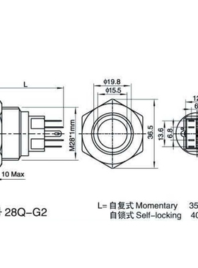 28mm不锈钢按钮开关天使眼LED红橙黄绿蓝白紫色G2/SLED灯效