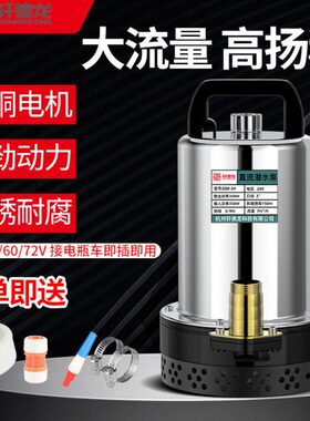 12V直流潜水泵V7水泵农田灌溉60瓶伏家用电动抽水机24V小型车48V2