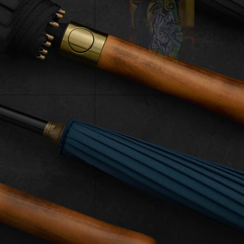 16骨木把高端雨伞复古风绅士长柄伞F简约防风加大商务男士直杆长