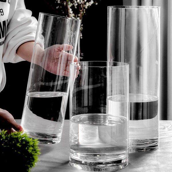 玻璃花瓶加厚醉瓶木水培透明落地大口径客厅圆柱形鱼缸大号富贵竹