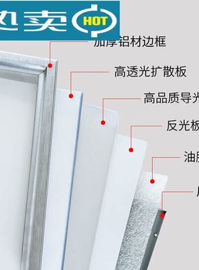 集成吊顶灯led格栅灯600x600平板灯嵌入式办公室3001200工程吊顶