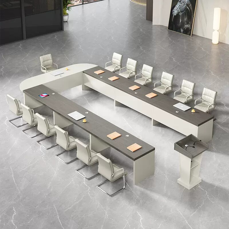 大型会议桌圆角办公室U型开会桌C多人培训桌办公洽谈桌条形接待桌