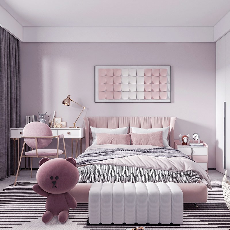 壁布简约现代温馨浪漫q婚房公主房浅紫色公主粉纯色无缝全屋墙布