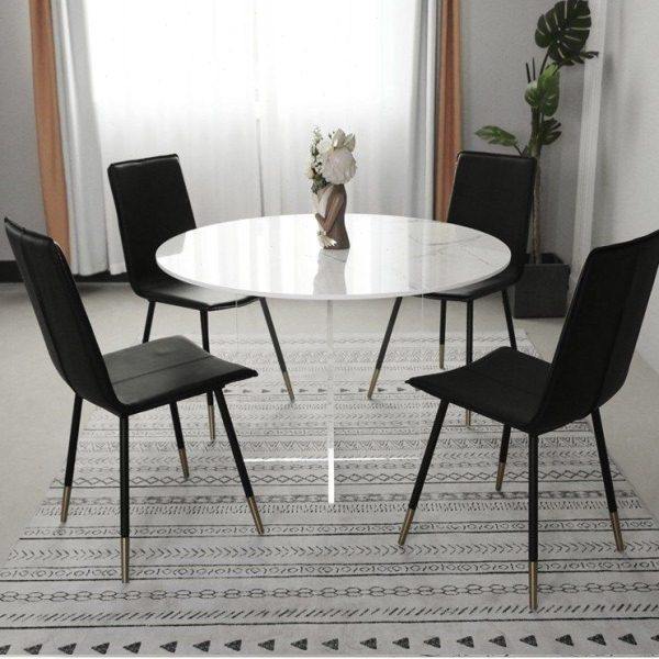 北欧简约现代亚克力大理石圆桌轻奢茶桌办公酒店大堂岩板家用餐桌