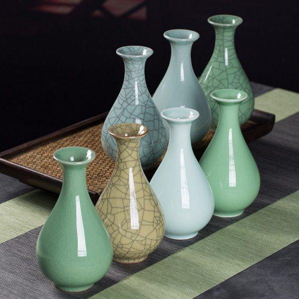 龙泉青瓷花瓶简约创意客厅装饰花器中式陶瓷水培花插家居小摆件,家居饰品,花瓶,淘宝优惠券,粉丝福利购,淘宝优惠卷