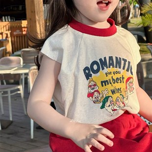 儿童套装2024夏装新款宝宝洋气纯棉短袖T恤女童时髦短裙两件套潮