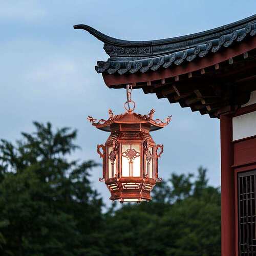 中国结新中式户外吊灯屋檐仿古走廊灯笼过道宫灯凉亭室外防水灯