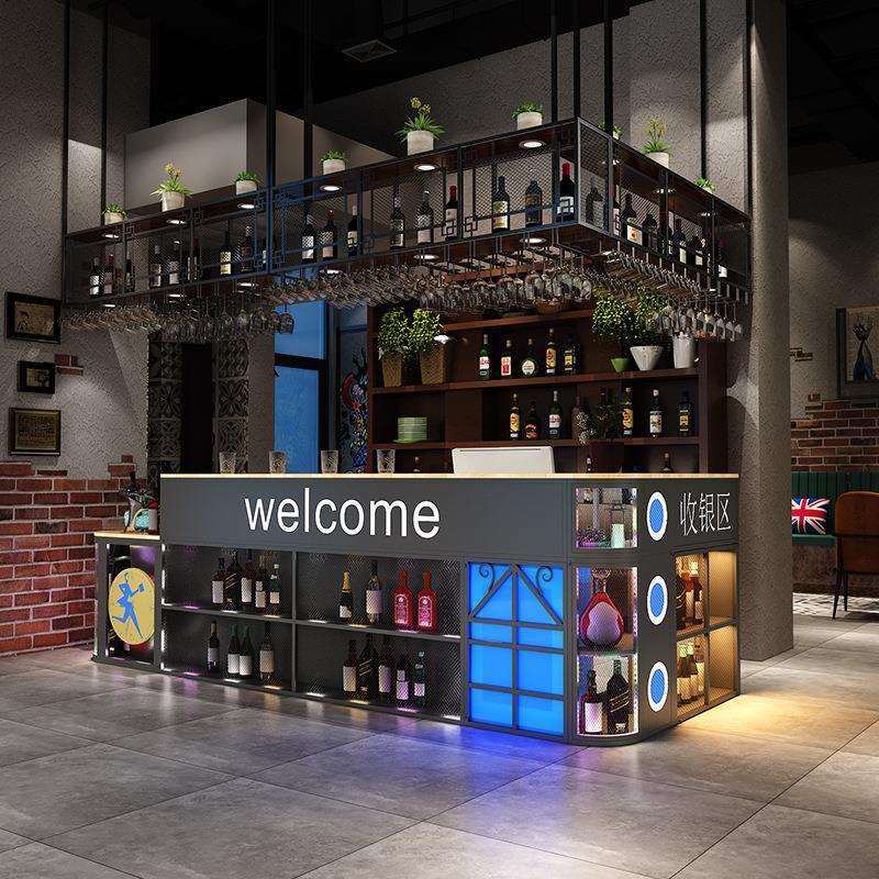 厂家直销复古工业风店铺餐厅前台接待台吧台桌酒吧台转角收银台