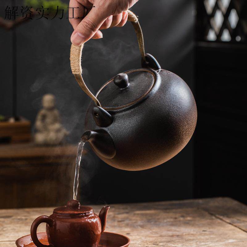 复古日式陶瓷烧水壶提梁煮茶壶电陶炉电热白茶黑茶普洱养生壶家固