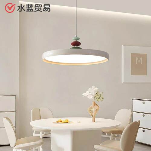 法式中古风餐厅灯网红奶油M豆吊灯饭厅飞盘设计师吧台餐桌飞碟灯