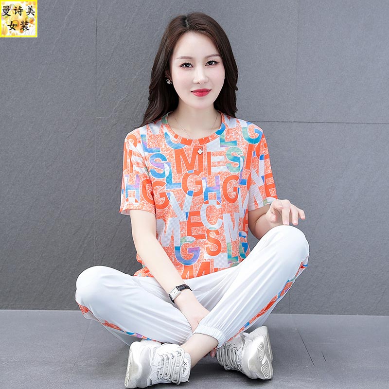 冰丝运动套装女2021年夏季新款时尚速干夏天短袖休闲服薄款两件套