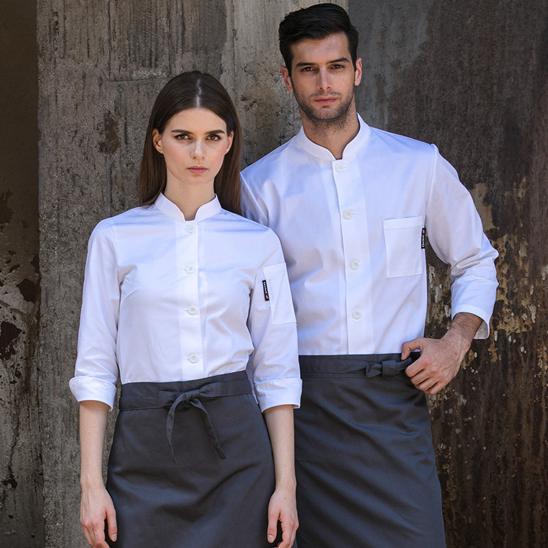 厨师工作服秋冬季服装透气男餐饮饭店后厨房白色西餐厅厨师服长袖