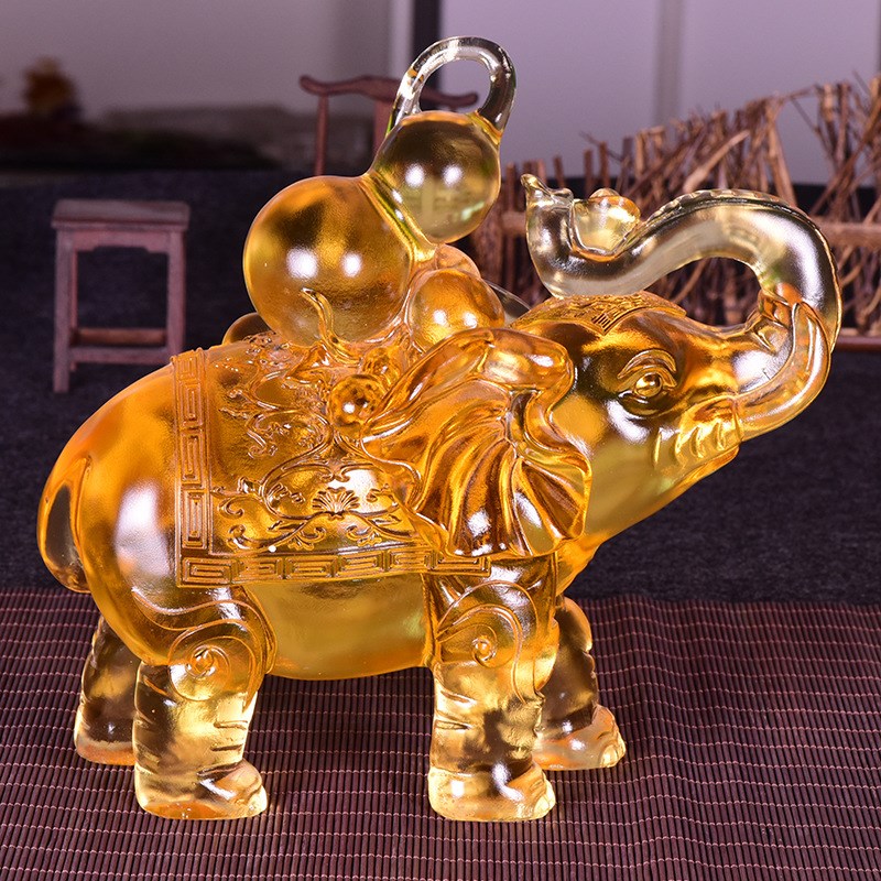琉璃福禄吉象大象家居玄关办公C桌摆件乔迁生日礼品商务赠品