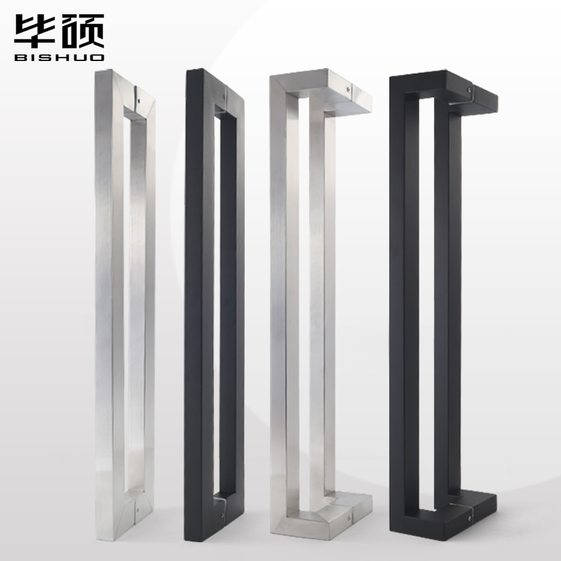 高档加厚不锈钢玻璃门拉手简易对装推拉办公室商场门把.手扶手黑