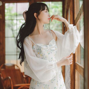 很仙的防晒衫薄款开衫雪纺披肩夏季外搭配裙子短款小外套仙女超仙