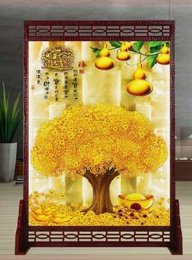 定制进门屏风隔断客厅中式实木玄关卧室办公室卫生间遮挡墙柜牡丹