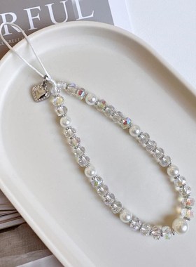 串珠手机挂链仿珍珠水晶手腕绳 高级感ccLd相机创意挂件防丢钥匙