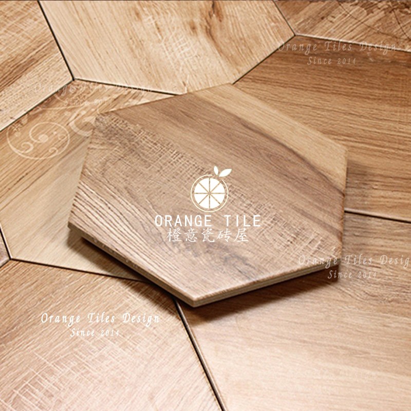 木纹瓷砖阳台g仿木地板瓷砖仿古地砖卫生间墙砖仿实木六角防滑